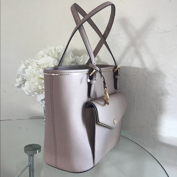 Michael Kors Saffiano Frame Fawn Tote Purse Bag - Picture 2 of 8